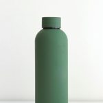 Sleek stainless steel insulated sports water bottle with digital LED hydration tracker base